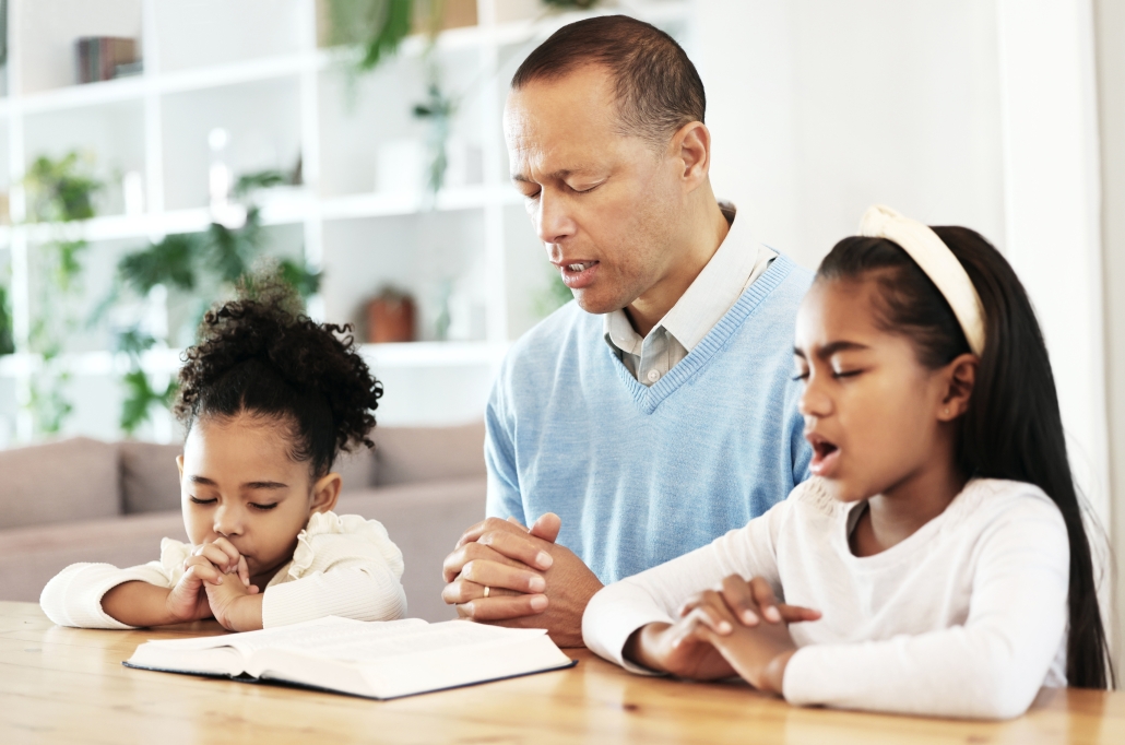 family-worship-bible-with-father-kids-praying-table-peace-religion-faith-their-home-god-pray-children-with-parent-prayer-bible-study-jesus-christ-praise-together