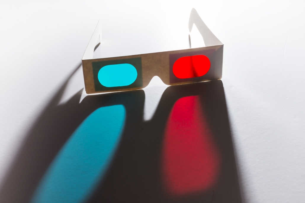 red-blue-3d-glasses-reflective-white-background